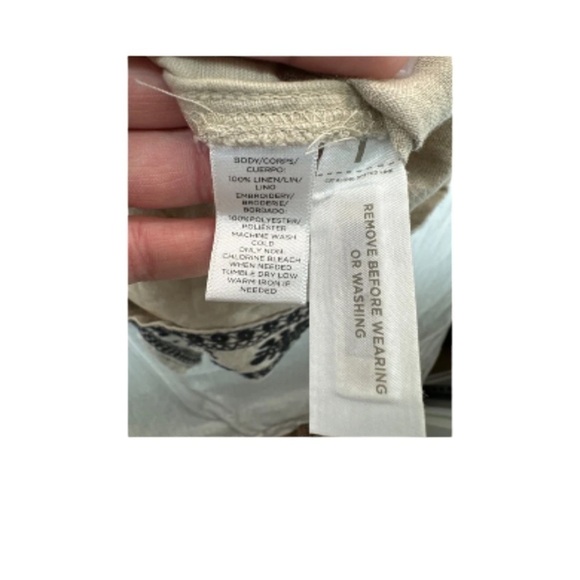 🌺LOFT Linen Embroidered Romper in Khaki Linen Size 4🌺 - Picture 7 of 7